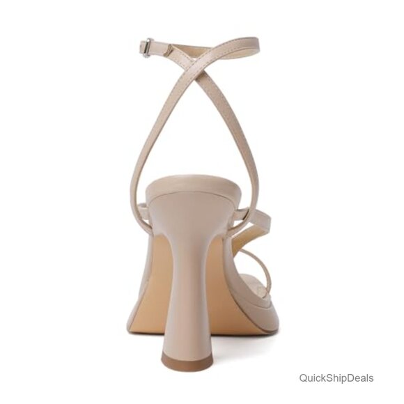 Strappy Heeled Sandals Platform Chunky Block Heels Ankle Strap - Picture 5 of 7